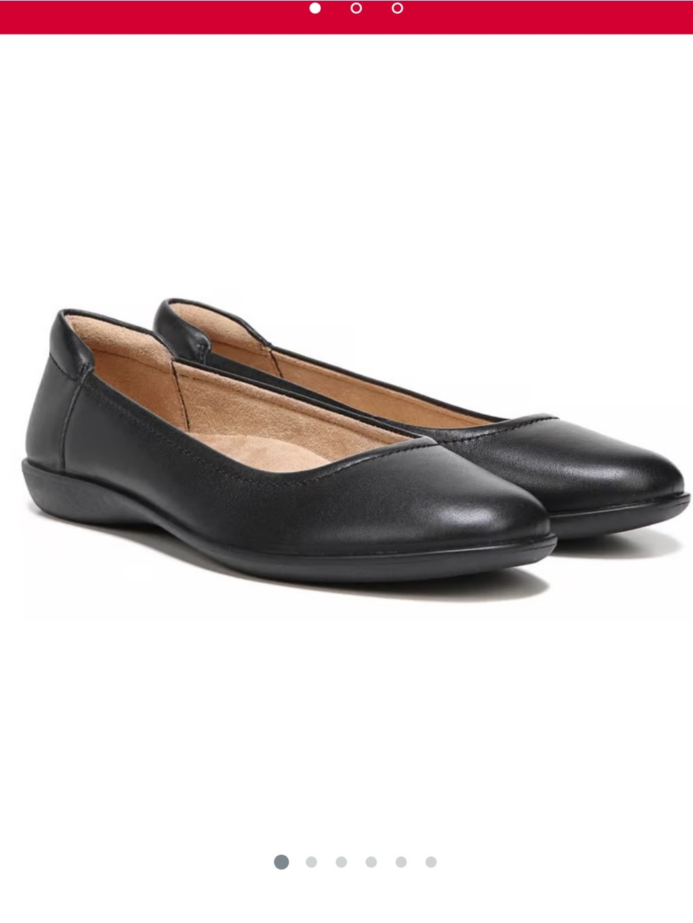 Naturalizer Black Leather Ballet Flats for Women